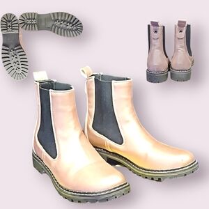 Pale Pink Metallic Mod Boots, Size 9